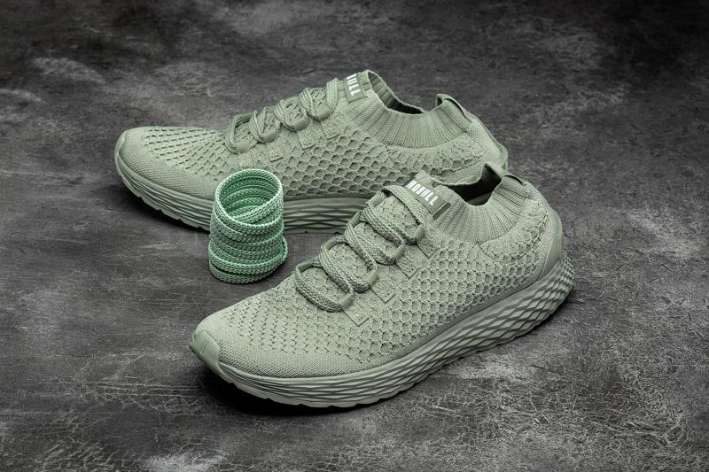 Green Nobull Seafoam Reflective Knit Runner Women's Running Shoes | CA B1716E